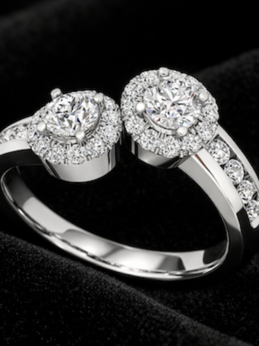 Diamond Two-Stone Halo Engagement Ring (1 ct. t.w.) in 14k White Gold